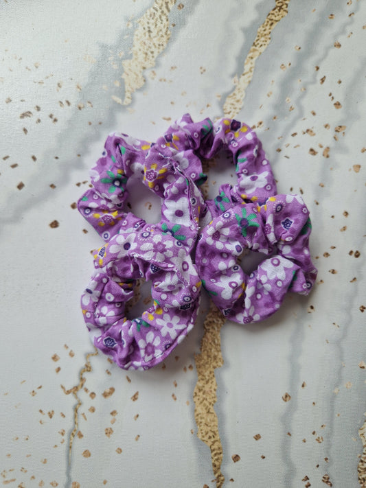 Purple Floral Scrunchies