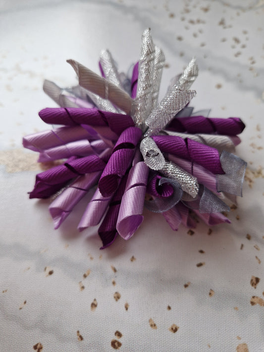 Purple, Silver & Grey Korker Bow