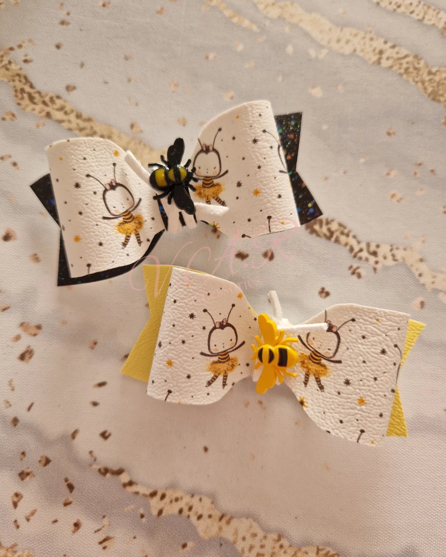 Bee Hairbow Set with Bee Charms