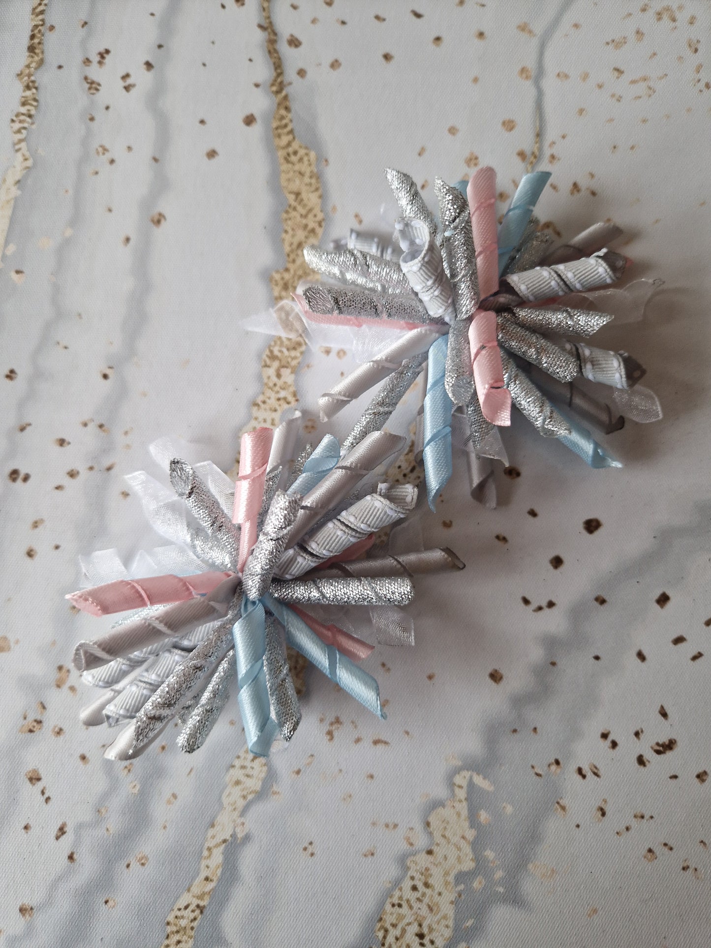Silver, Pink and Blue Korker Hairbow