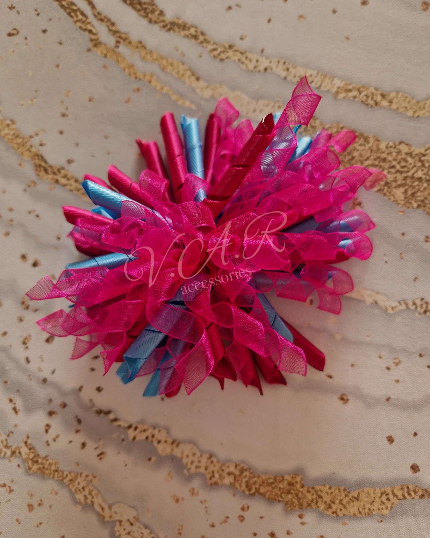 Dark Pink and Blue Korker Bow