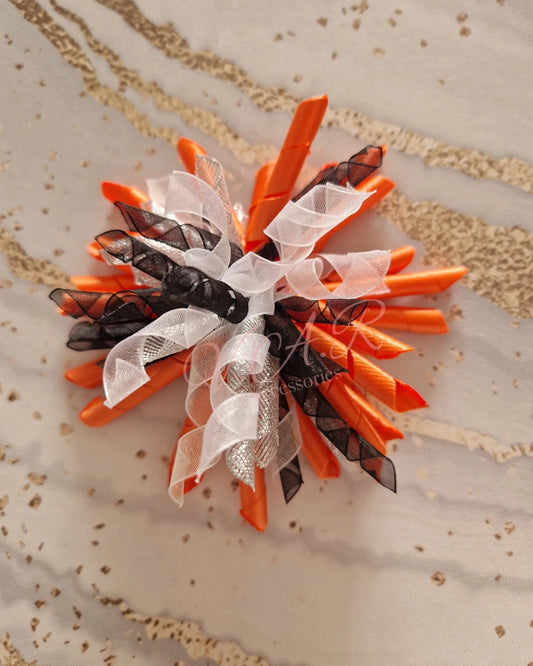 Orange, White and Black Korker Bow