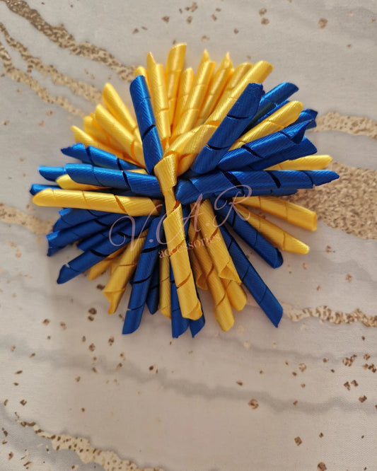 Yellow and Blue Korker Bow